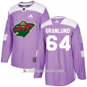 Män Ishockey Minnesota Wild Tröja Mikael Granlund 64 Adidas 2017-2018 Lila Fights Cancer Practice Authentic